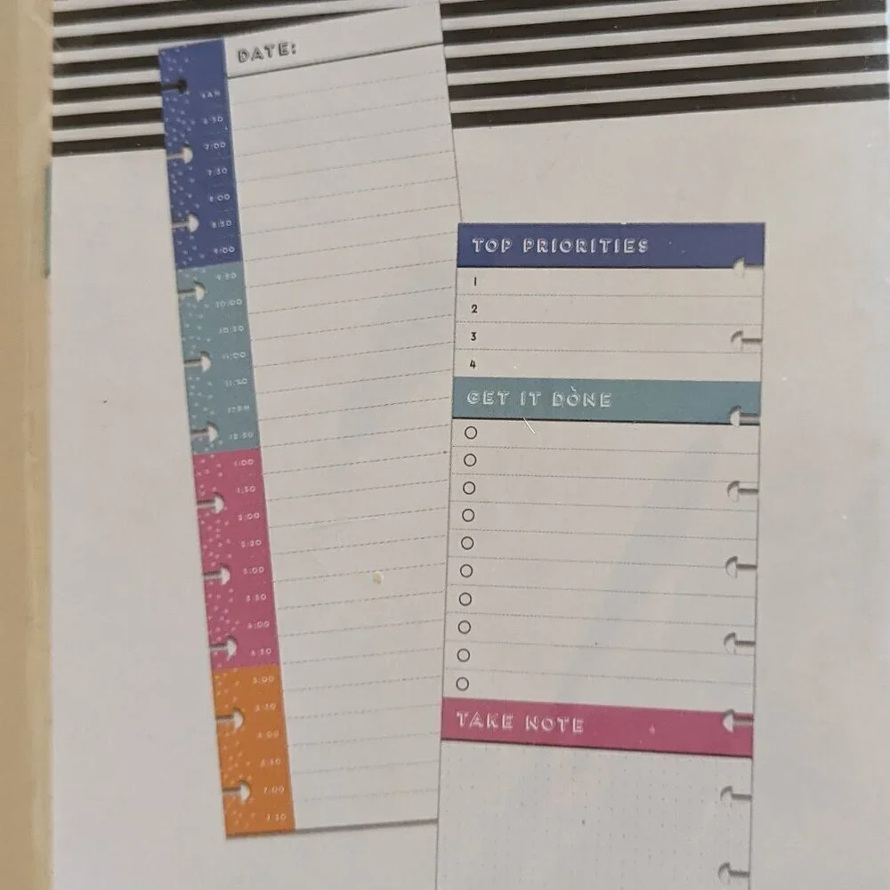 NWT Happy Planner 60pgs 'Daily Schedule Sheets' Big Hourly Half Sheet Paper Pack